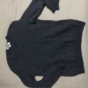 Merino Wool and Cotton Gray Knit Sweater